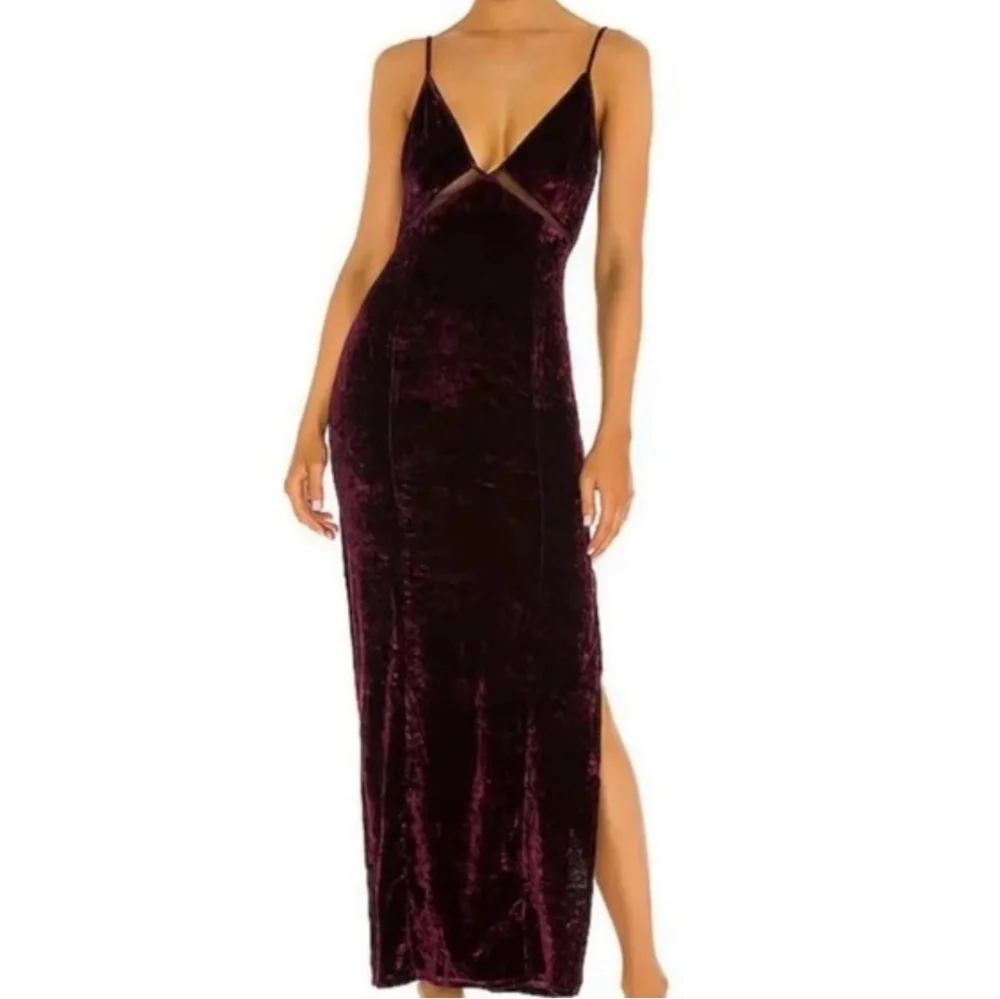 Free People Low Key Crushin Velvet Dress in Pomegranate Wine - Picture 2 of 8